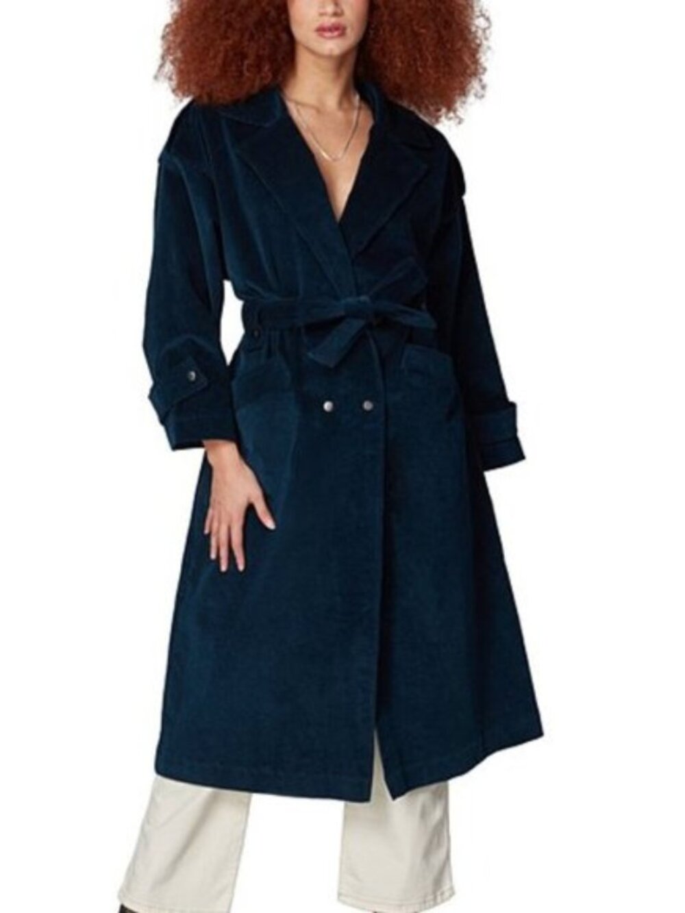 NWT Lola Jeans AVERY Lazurite Corduroy Trench Coat, Large